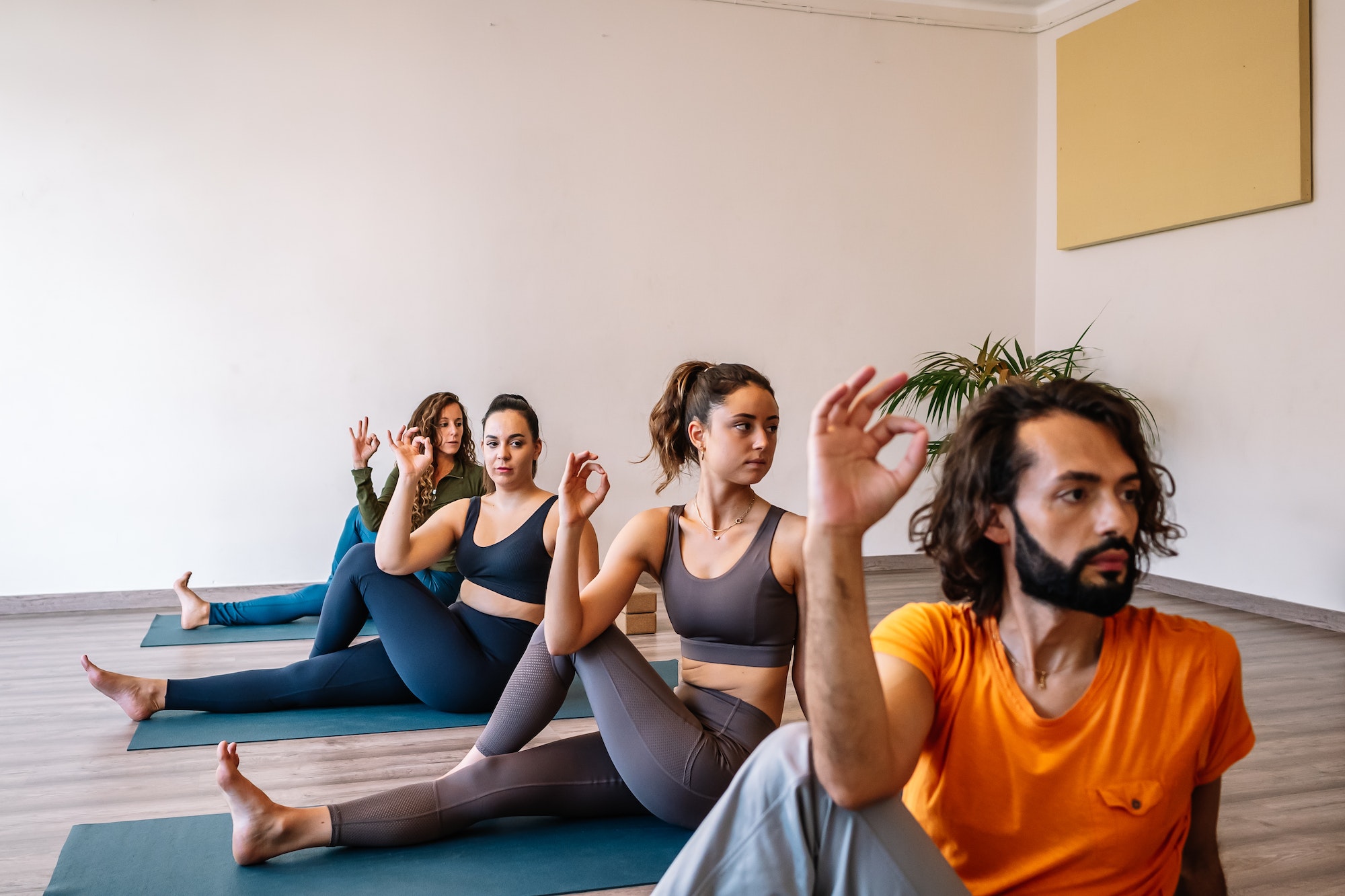 Group doing Seated Spinal Twist together